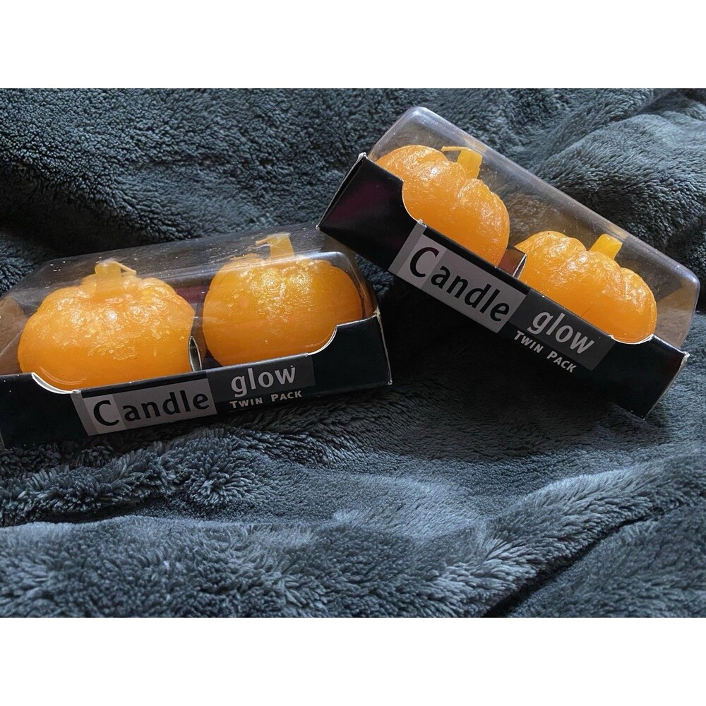 Lot Of 2 Pumpkin Candle Glow Twin Pack Fall Halloween Thanksgiving Home Decor